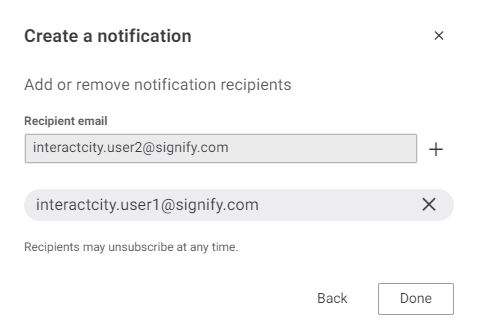Create a notification - Add or remove notification recipients