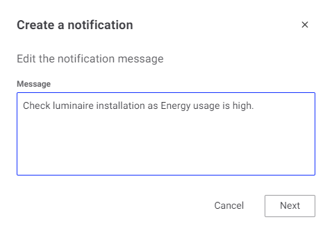 Create a notification - Edit the notification message
