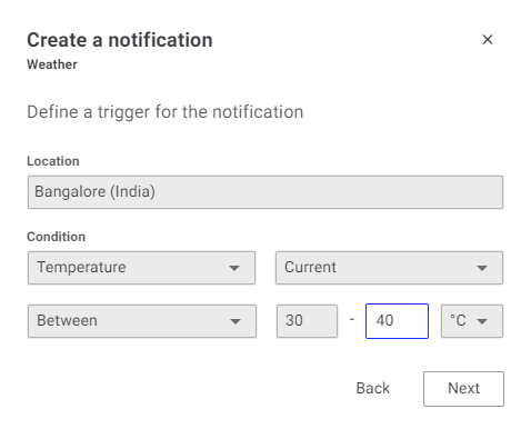 Create a notification - Weather