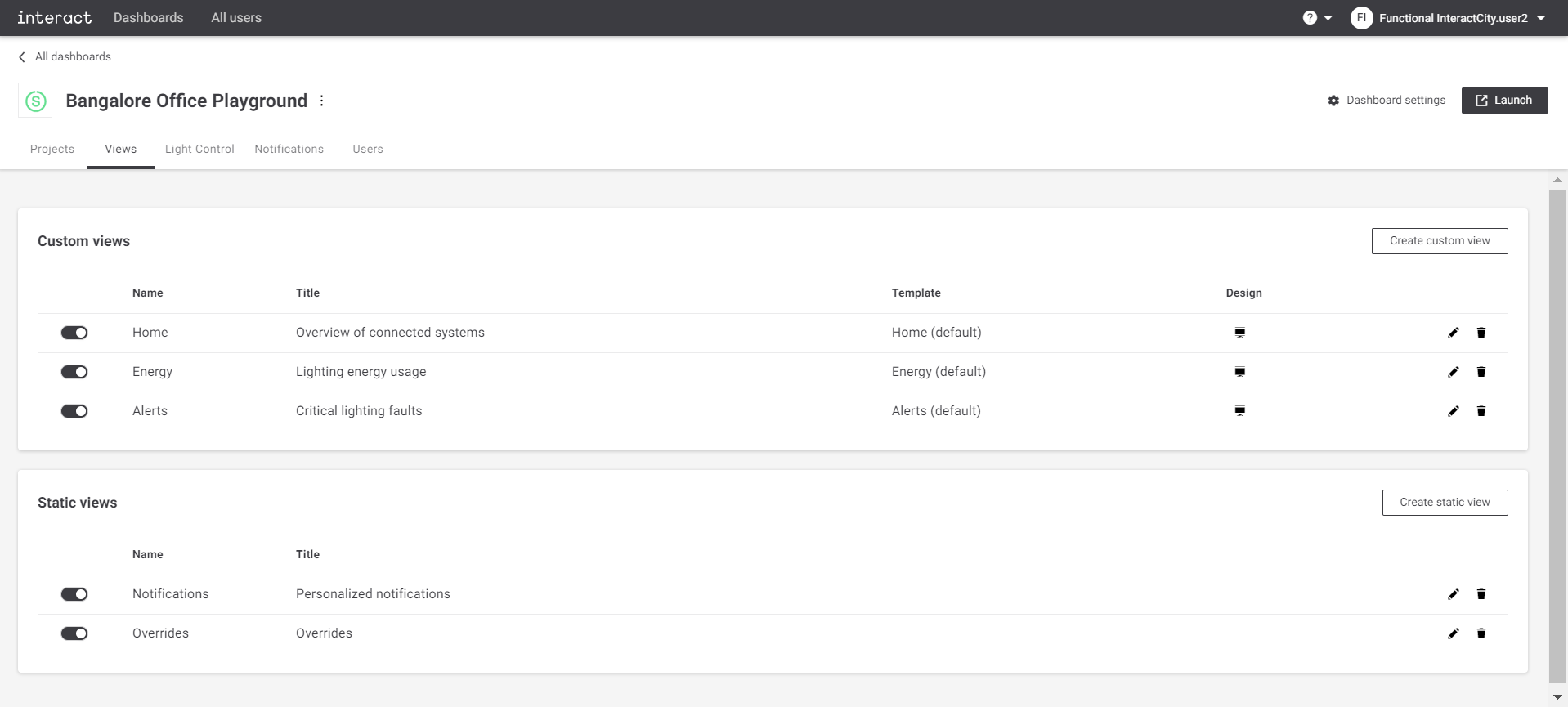 Configure playground Views