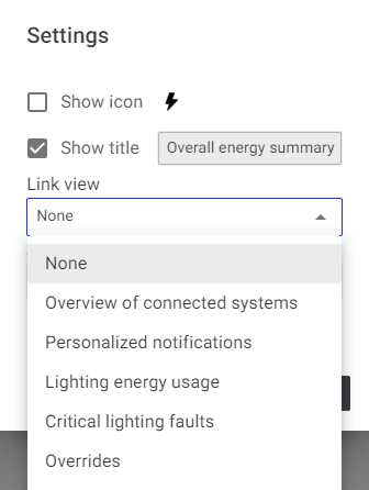 Settings link view